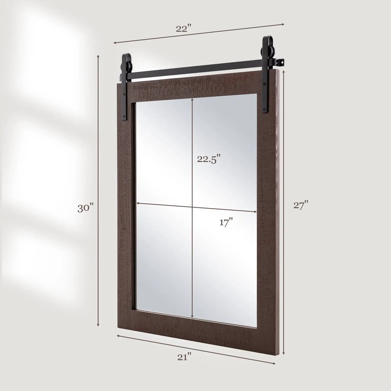 30 x 22 Inch Wall Mount Mirror with Wood Frame by DirectDeals