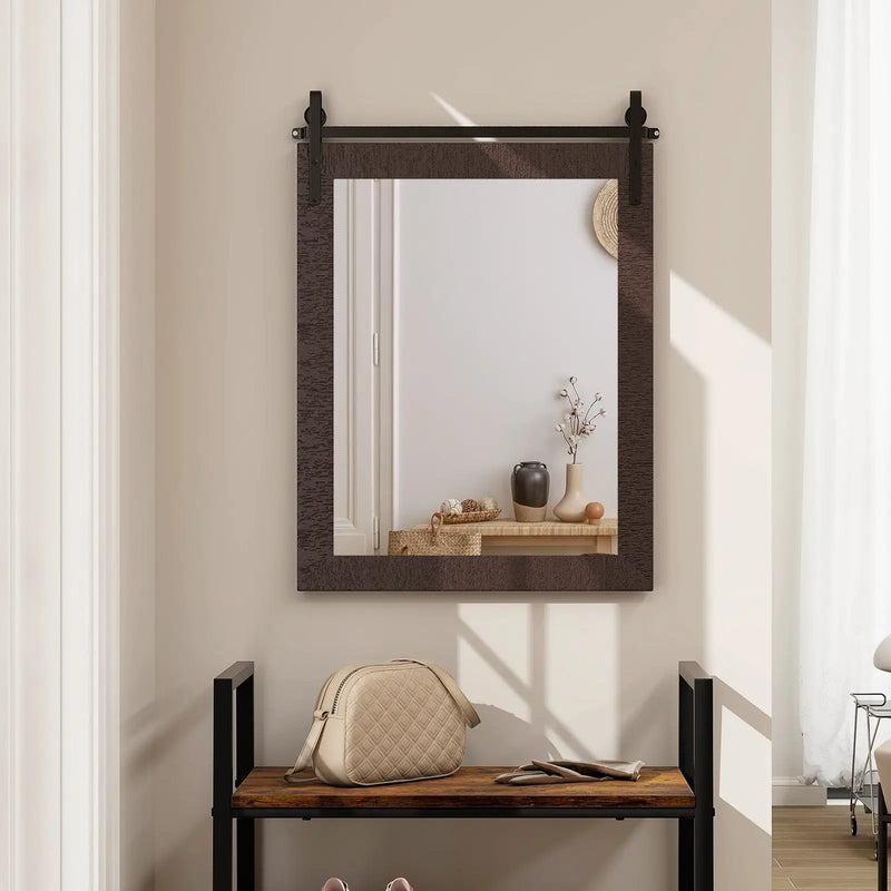 30 x 22 Inch Wall Mount Mirror with Wood Frame by DirectDeals