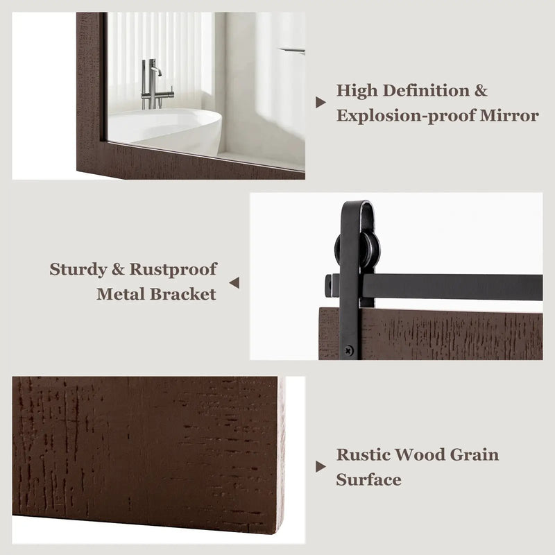 30 x 22 Inch Wall Mount Mirror with Wood Frame by DirectDeals