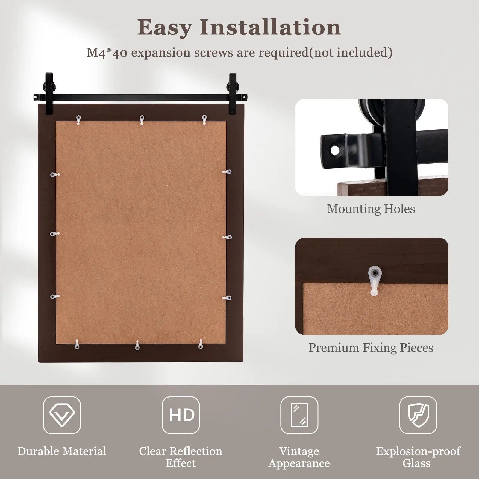 30 x 22 Inch Wall Mount Mirror with Wood Frame by DirectDeals