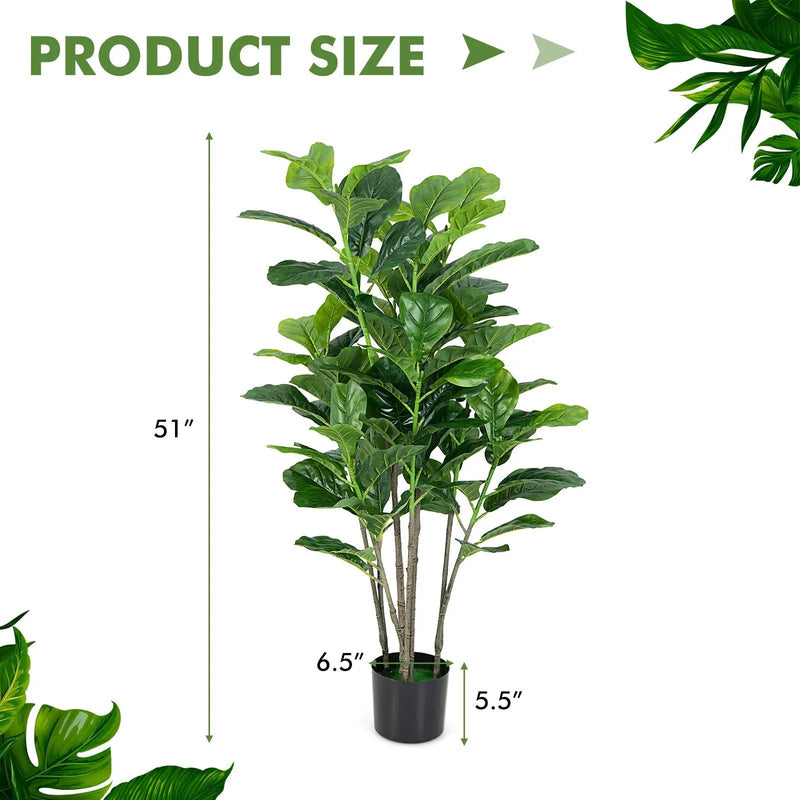 51 Inch 2-Pack Artificial Fiddle Leaf Fig Tree for Indoor and Outdoor by DirectDeals