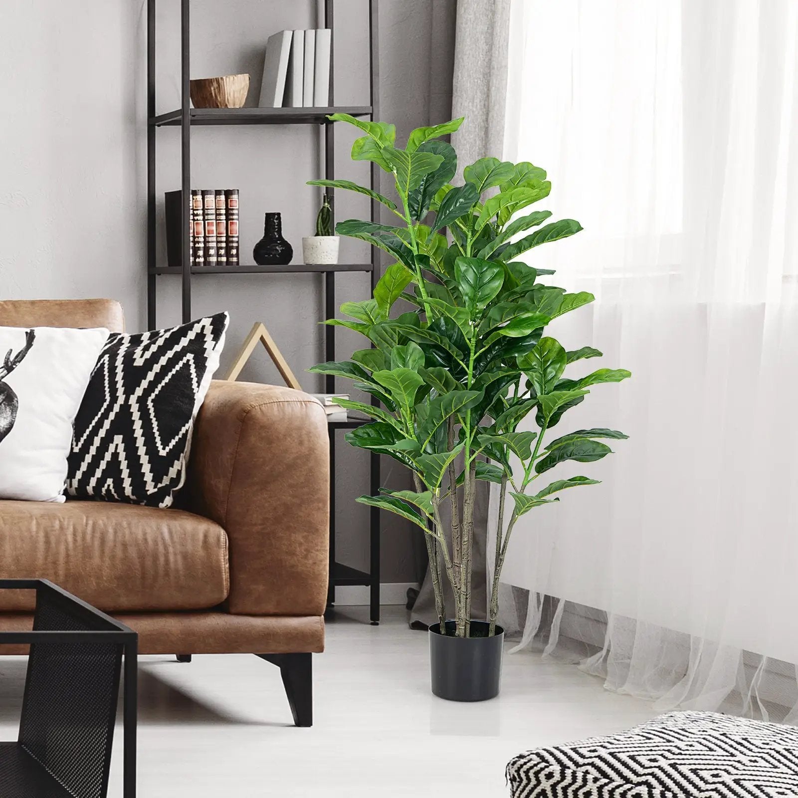 51 Inch 2-Pack Artificial Fiddle Leaf Fig Tree for Indoor and Outdoor by DirectDeals