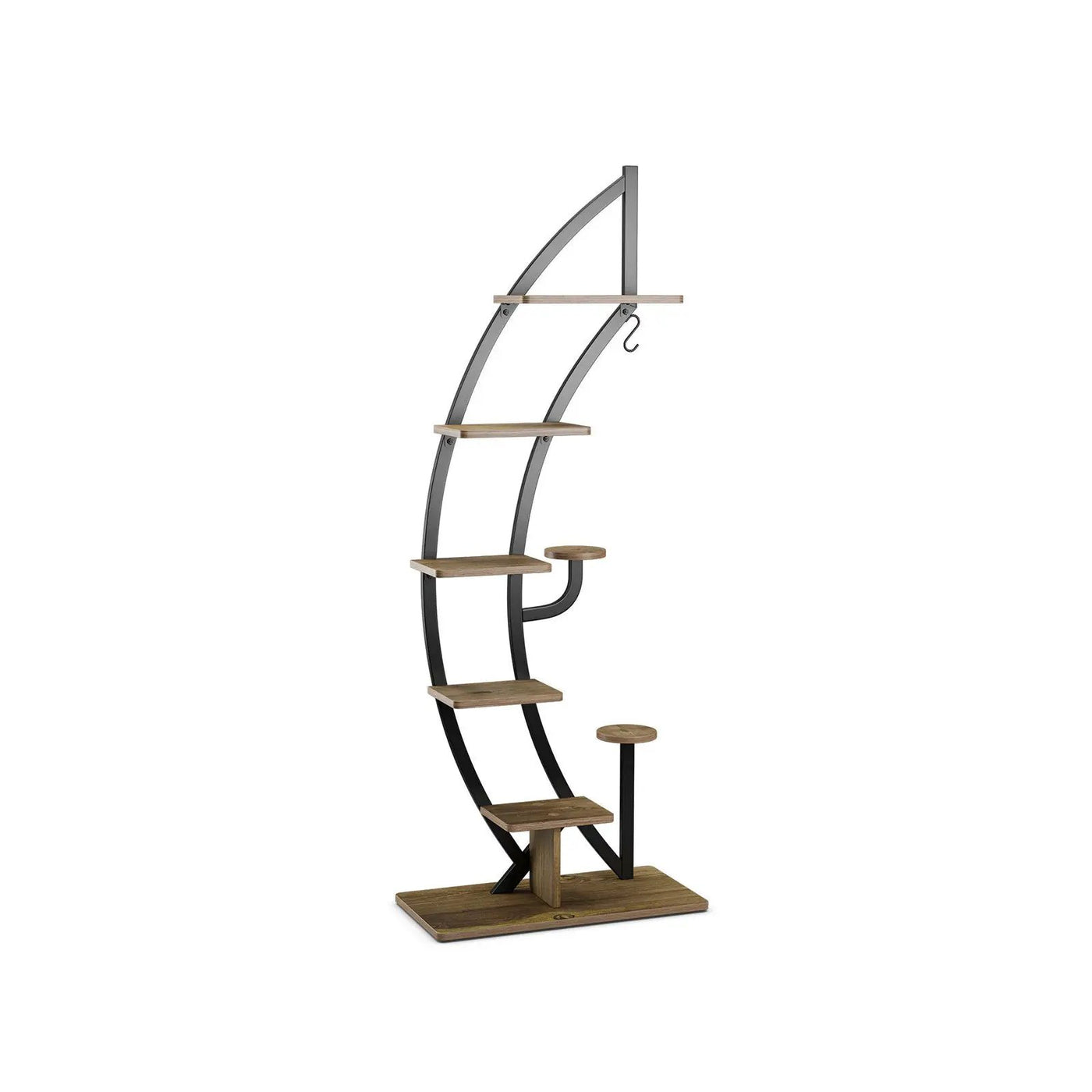 6-Tier 9 Potted Metal Plant Stand Holder Display Shelf with Hook-White by DirectDeals