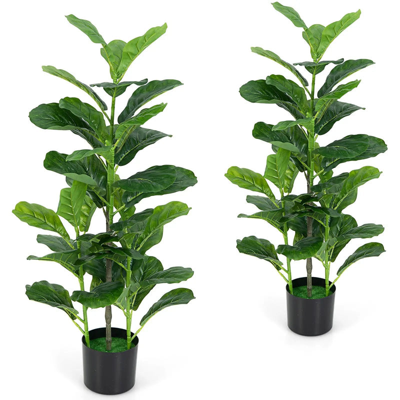 2-Pack Artificial Fiddle Leaf Fig Tree for Indoor and Outdoor by DirectDeals