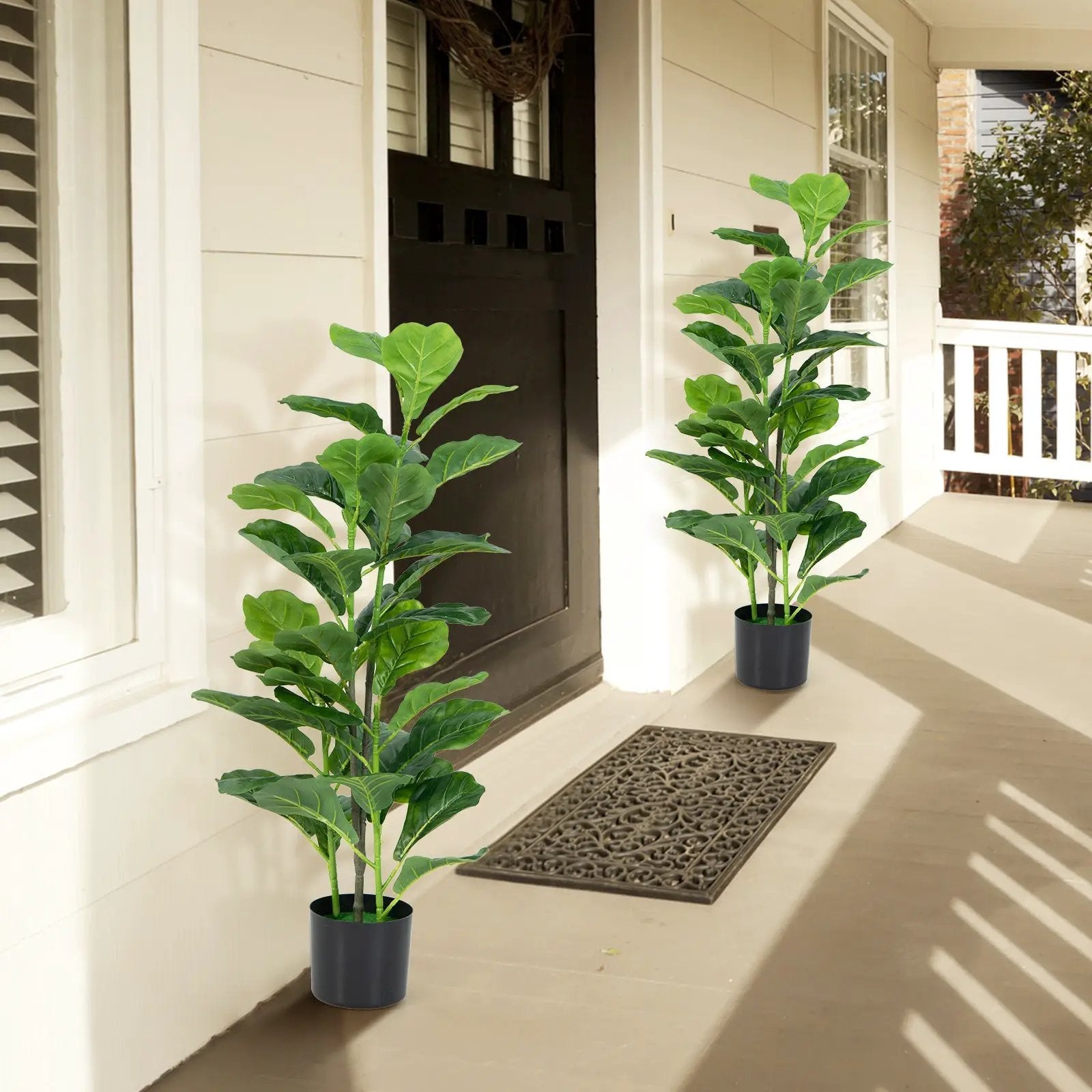 2-Pack Artificial Fiddle Leaf Fig Tree for Indoor and Outdoor by DirectDeals
