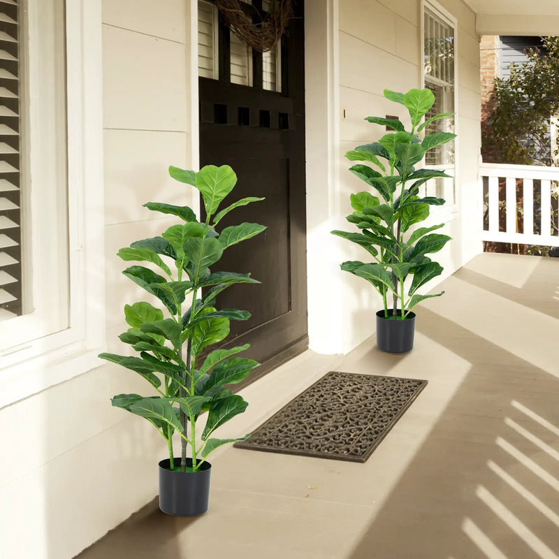 2-Pack Artificial Fiddle Leaf Fig Tree for Indoor and Outdoor by DirectDeals