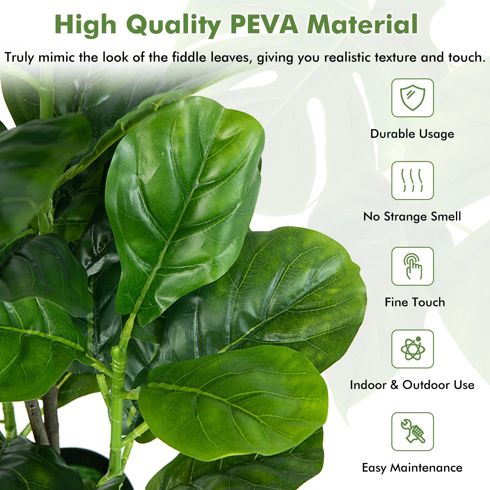 2-Pack Artificial Fiddle Leaf Fig Tree for Indoor and Outdoor by DirectDeals