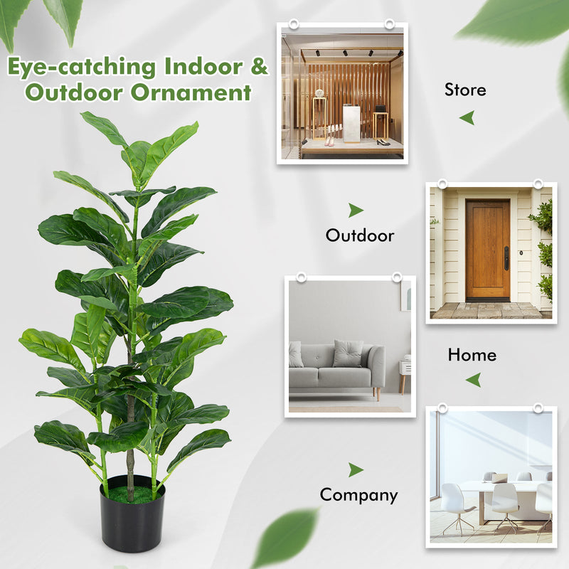 2-Pack Artificial Fiddle Leaf Fig Tree for Indoor and Outdoor by DirectDeals