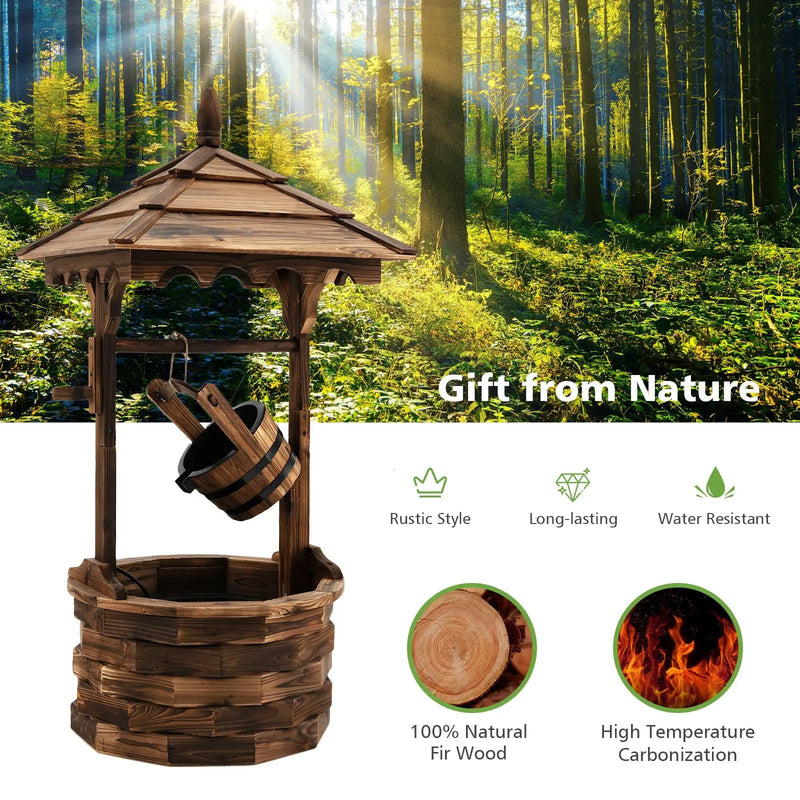 Patio Wooden Water Fountain with Electric Pump-Brown by DirectDeals