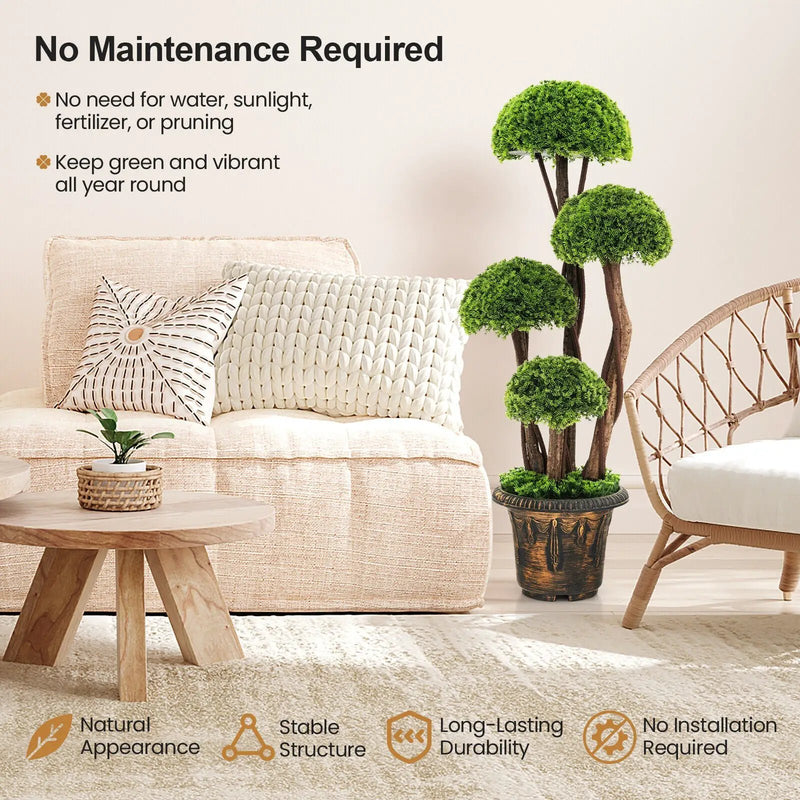 3 Feet Decorative Artificial Cedar Topiary Tree with Rattan Trunk by DirectDeals