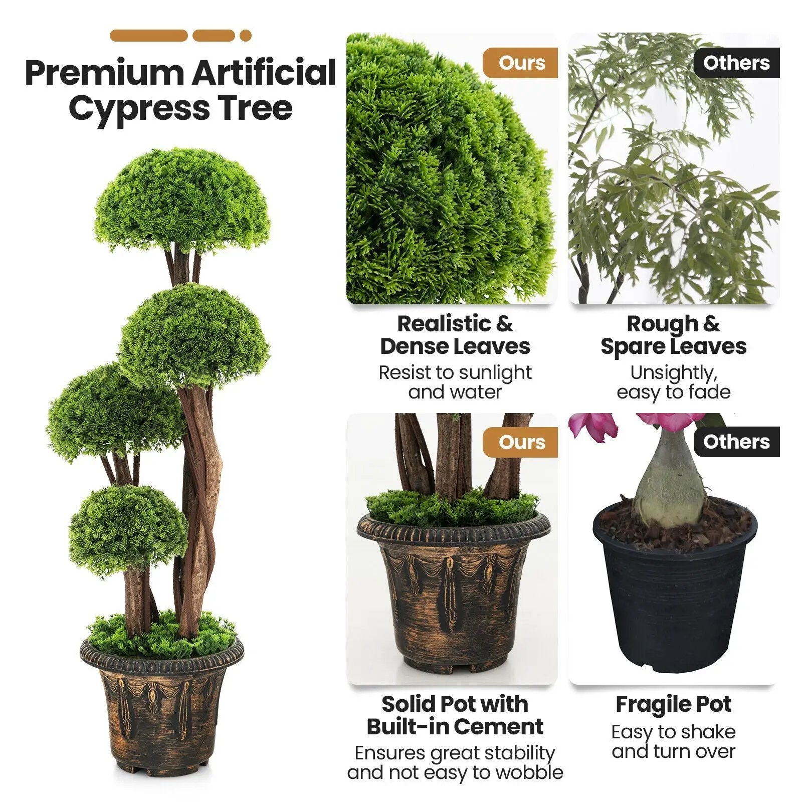 3 Feet Decorative Artificial Cedar Topiary Tree with Rattan Trunk by DirectDeals