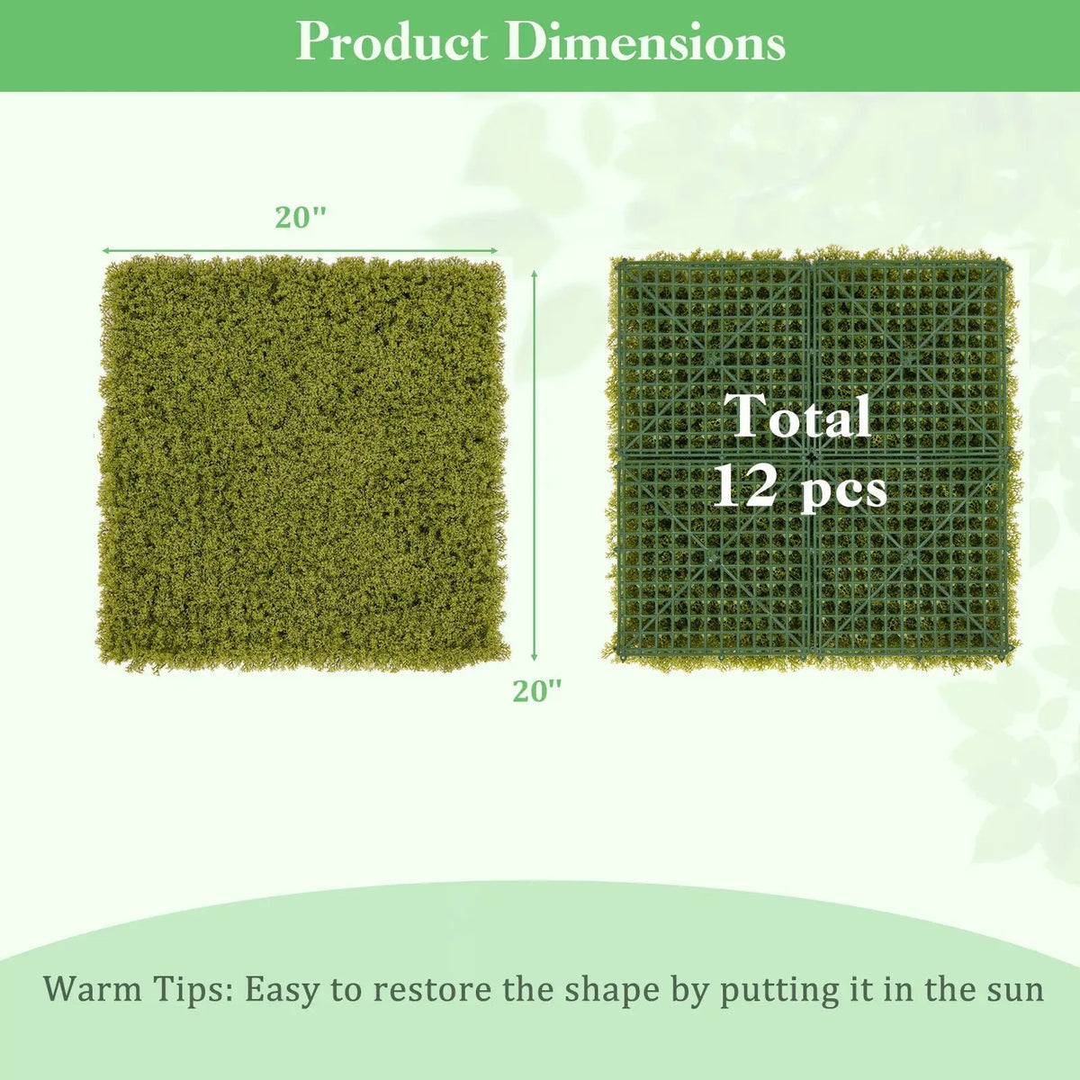 12 Pieces 20 x 20 inches Artificial Grass Wall Panels for Garden Yard Balcony by DirectDeals