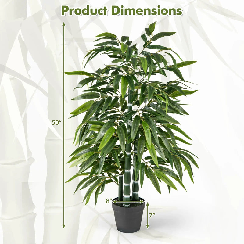 2 Pack Fake Bamboo Leave Tree with 3 PE Bamboo Trunk-Green by DirectDeals