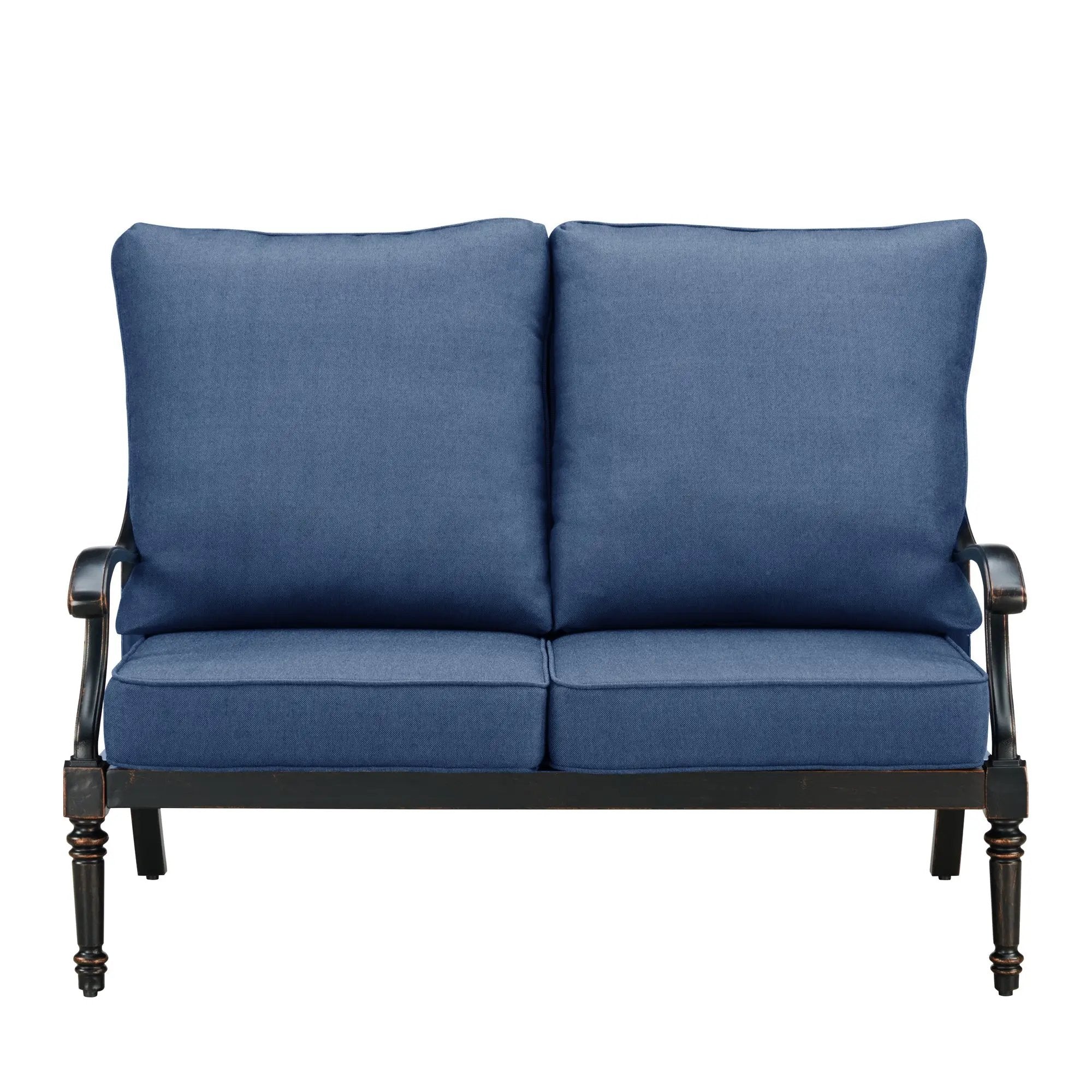 Black Aluminum Deep Seating Loveseat with Cushions by Sharicks