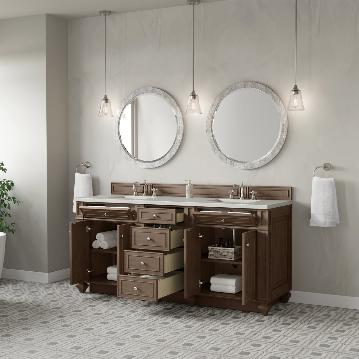 James Martin Bristol 72" Double Bathroom Vanity, Whitewashed Walnut, view 24