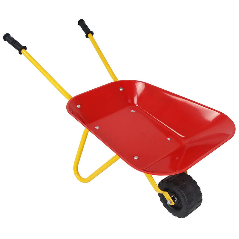 Outdoor Garden Backyard Play Toy Kids Metal Wheelbarrow-Red by DirectDeals