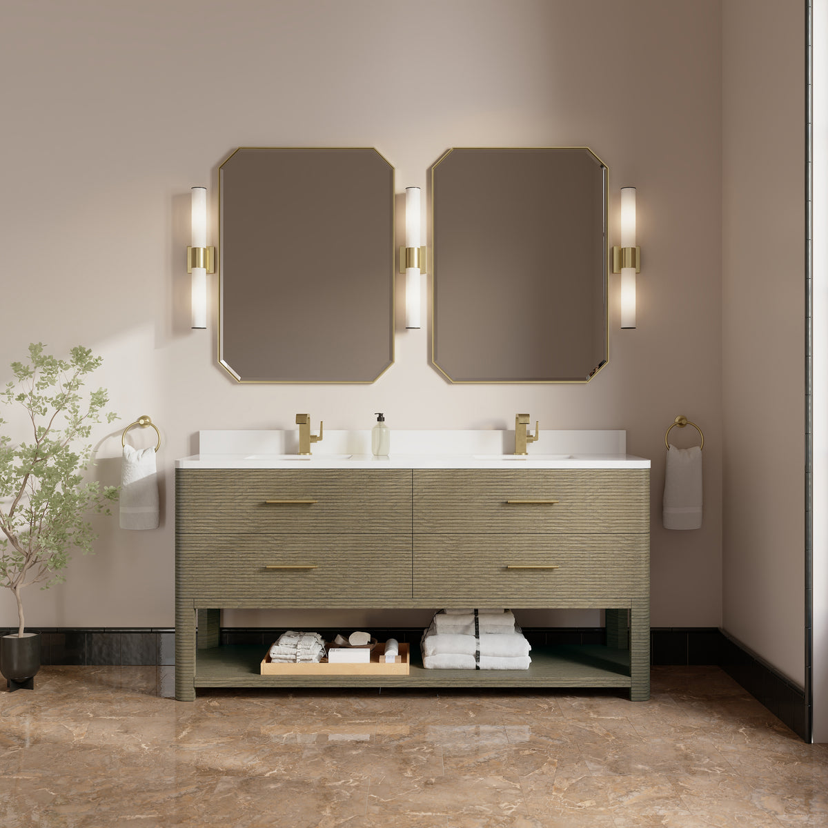 James Martin Lucian 72" Double Bathroom Vanity, Pebble Oak, view 19