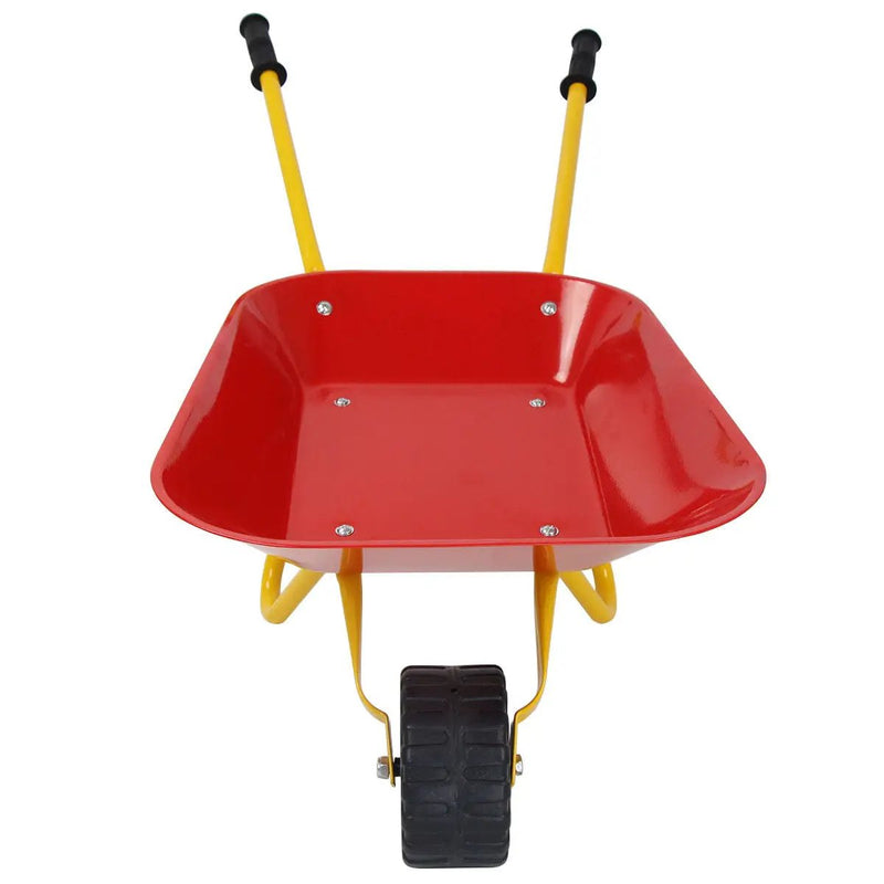 Outdoor Garden Backyard Play Toy Kids Metal Wheelbarrow-Red by DirectDeals