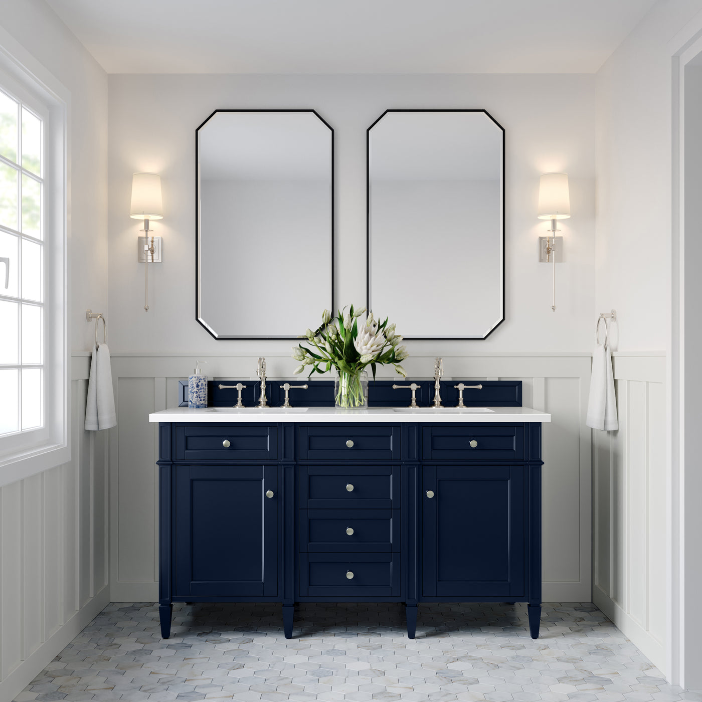James Martin Brittany 60" Double Bathroom Vanity, Victory Blue, view 18