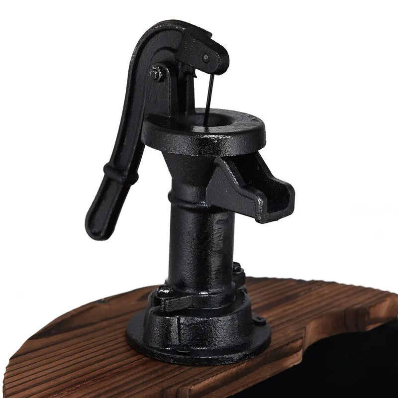 2-Tiers Outdoor Wooden Barrel Waterfall Fountain with Pump by DirectDeals