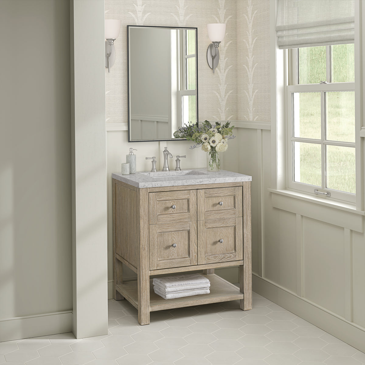 James Martin Breckenridge 30" Single Bathroom Vanity, Whitewashed Oak, view 40