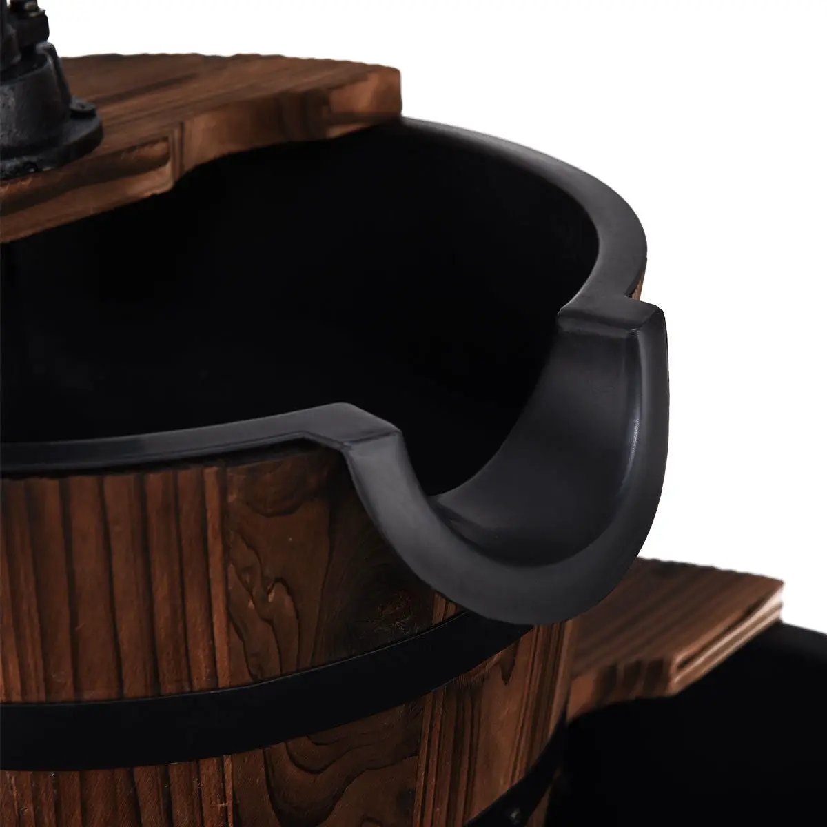 2-Tiers Outdoor Wooden Barrel Waterfall Fountain with Pump by DirectDeals