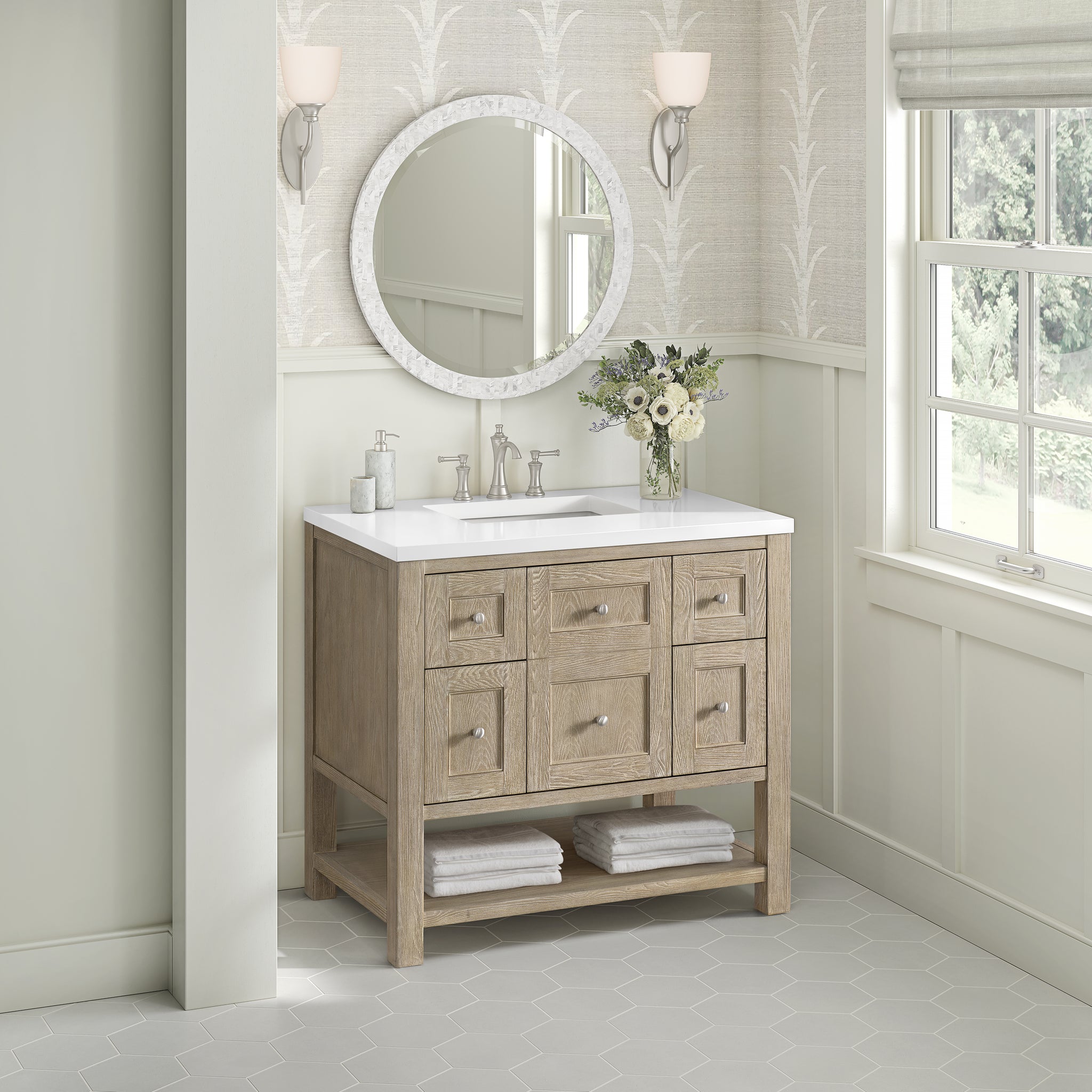 James Martin Breckenridge 36" Single Bathroom Vanity, Whitewashed Oak, view 30