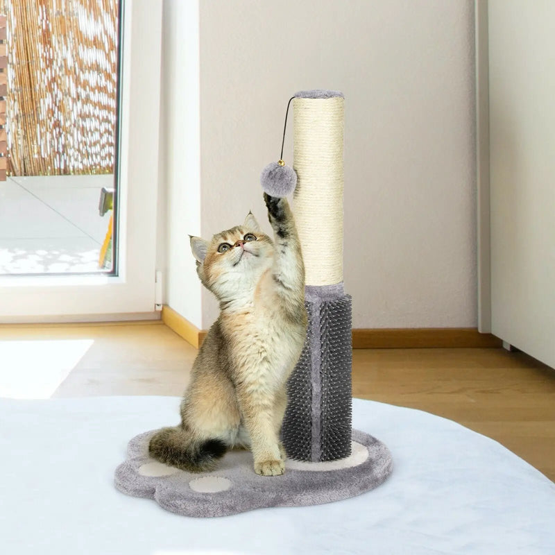 20.5 inch Tall Cat Scratching Post Claw Scratcher with Sisal Rope and Plush Ball-Gray by DirectDeals