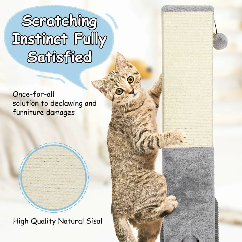 31 inch Tall Cat Scratching Post Claw Scratcher with Sisal Rope and 2 plush Ball-Gray by DirectDeals