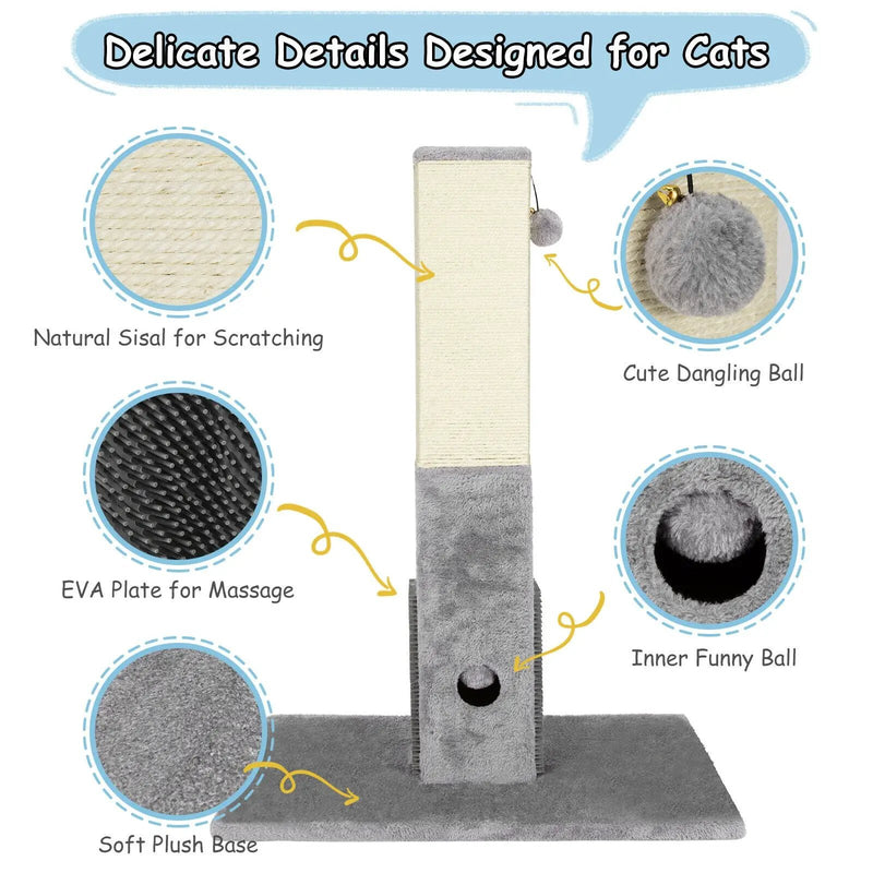 31 inch Tall Cat Scratching Post Claw Scratcher with Sisal Rope and 2 plush Ball-Gray by DirectDeals
