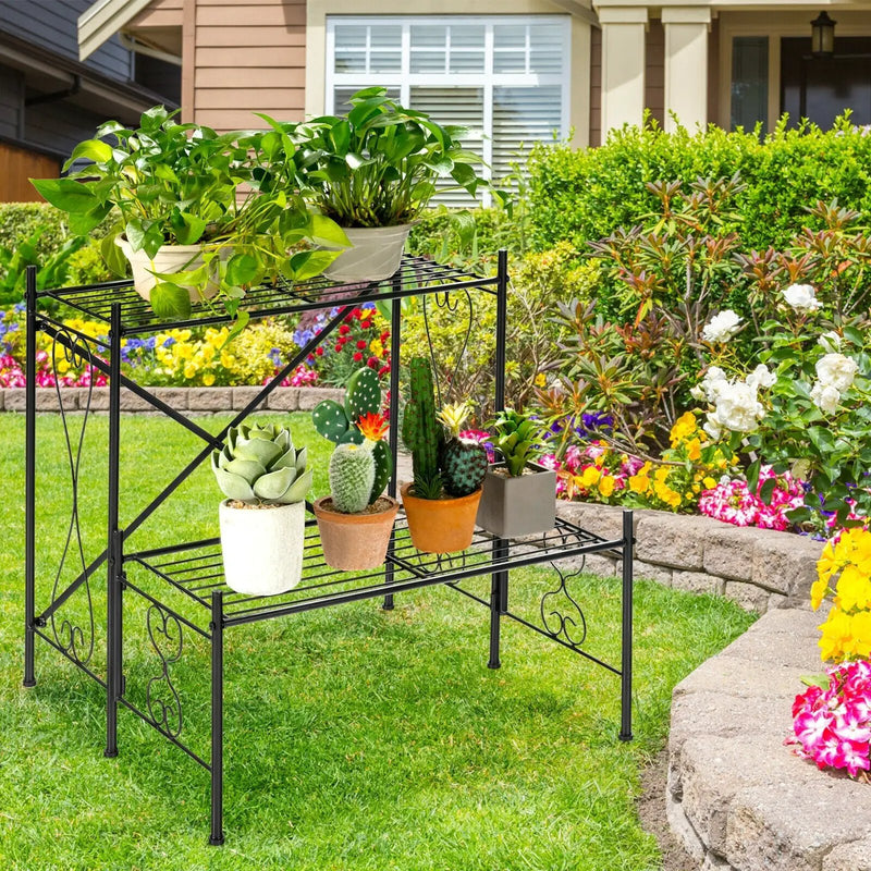 2-Tier Metal Plant Stand Garden Shelf by DirectDeals