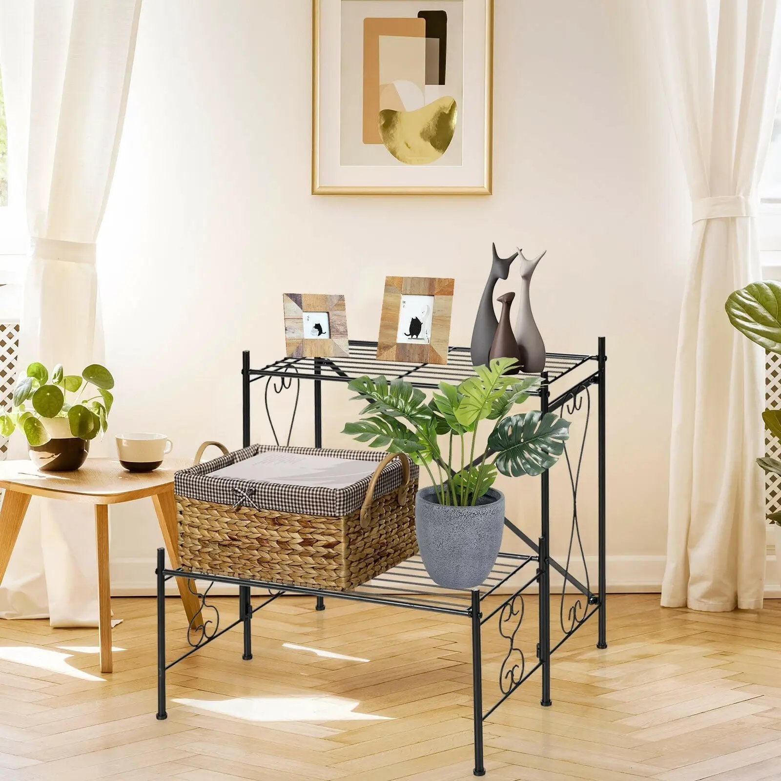 2-Tier Metal Plant Stand Garden Shelf by DirectDeals