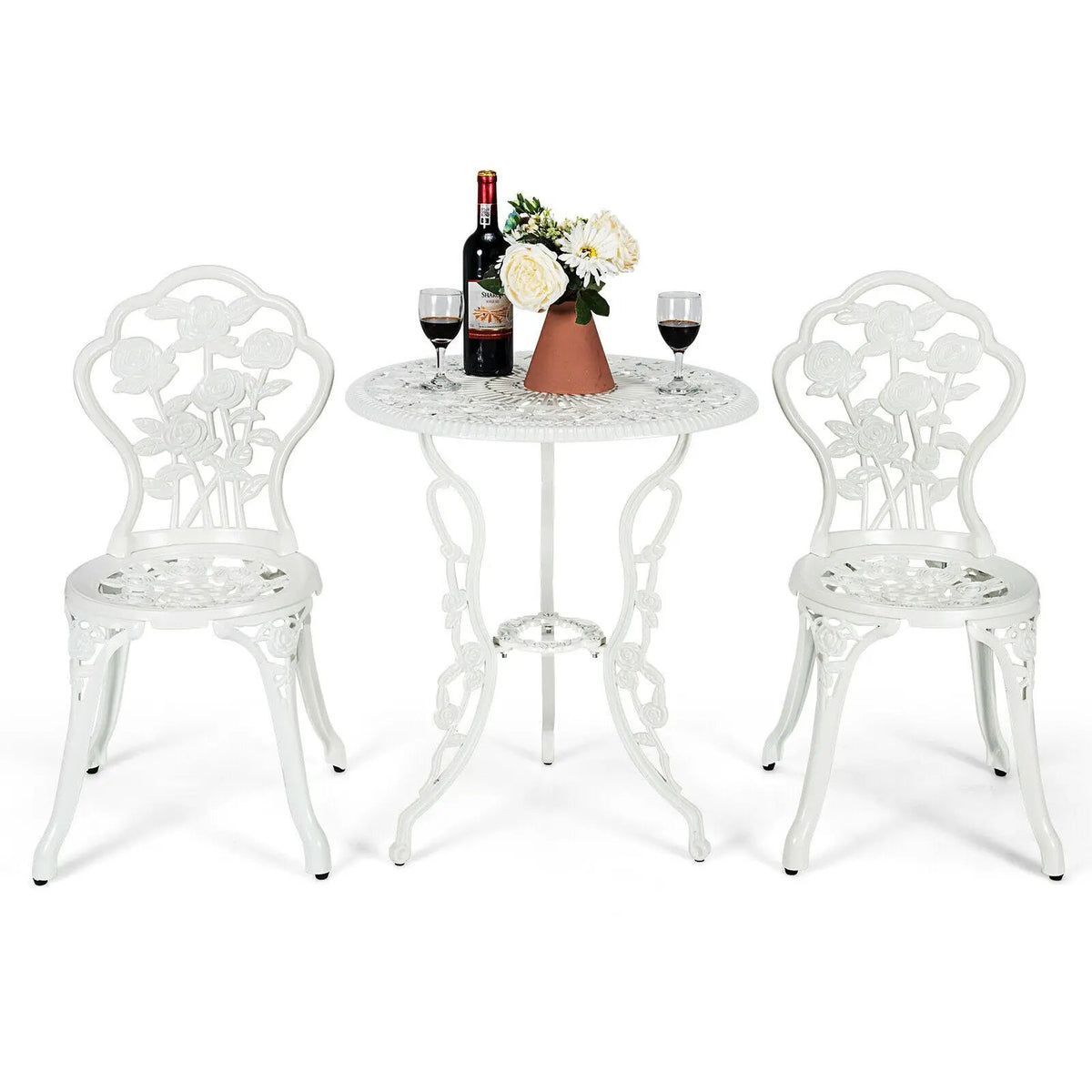 Outdoor Cast Aluminum Patio Furniture Set with Rose Design by DirectDeals