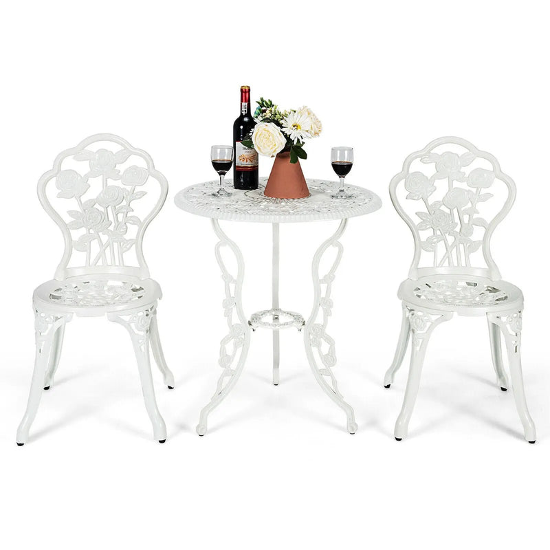 Outdoor Cast Aluminum Patio Furniture Set with Rose Design by DirectDeals