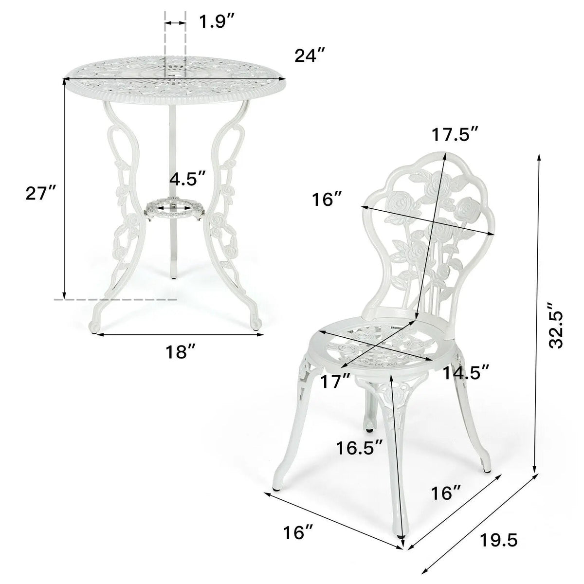 Outdoor Cast Aluminum Patio Furniture Set with Rose Design by DirectDeals