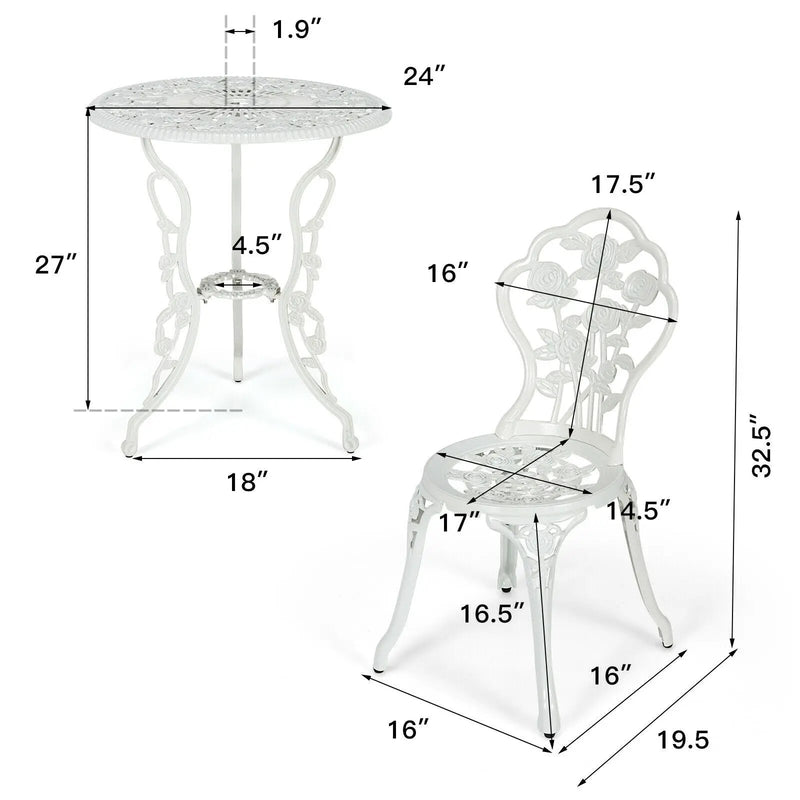 Outdoor Cast Aluminum Patio Furniture Set with Rose Design by DirectDeals