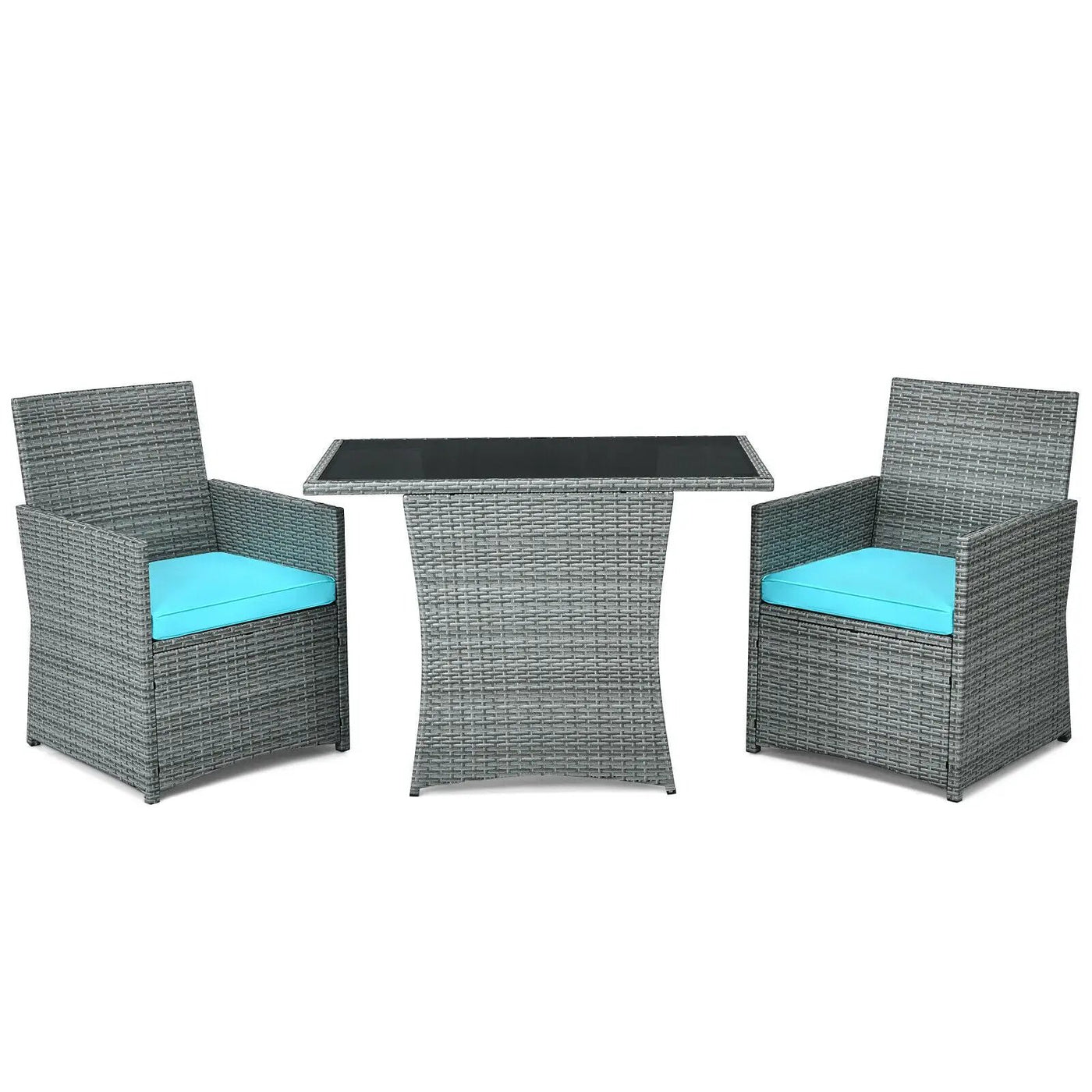 3 Pieces Patio Rattan Furniture Set with Cushioned Armrest Sofa by DirectDeals