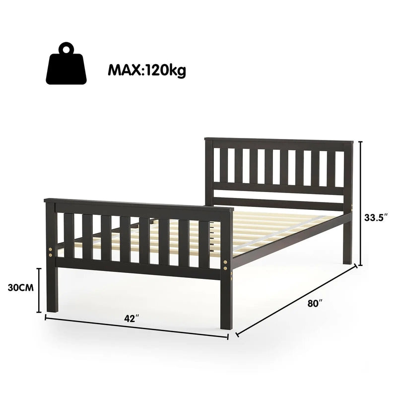 Twin Size Wood Platform Bed with Headboard by DirectDeals