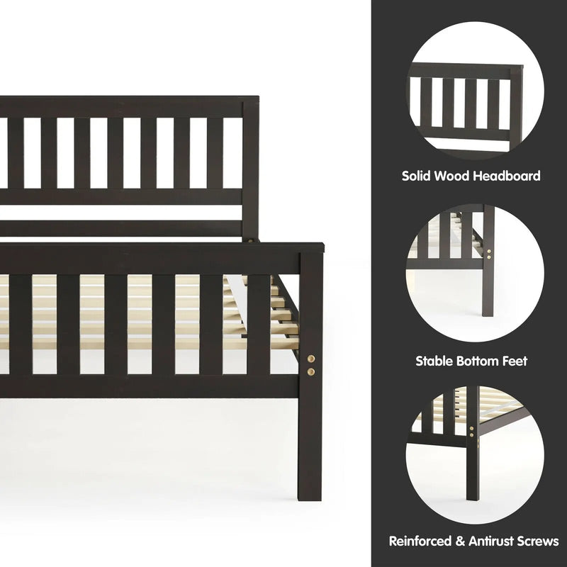 Twin Size Wood Platform Bed with Headboard by DirectDeals