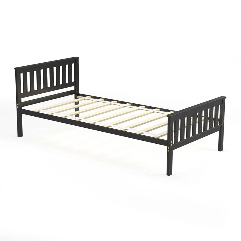 Twin Size Wood Platform Bed with Headboard by DirectDeals