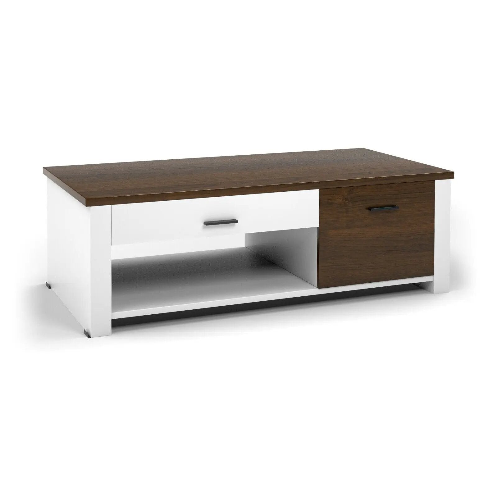 Modern Coffee Table with Front Back Drawers and Compartments for Living Room by DirectDeals