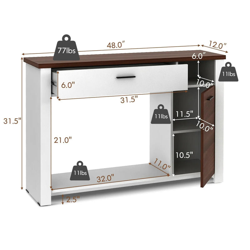 48 Inch Console Table with Drawer and Cabinet by DirectDeals