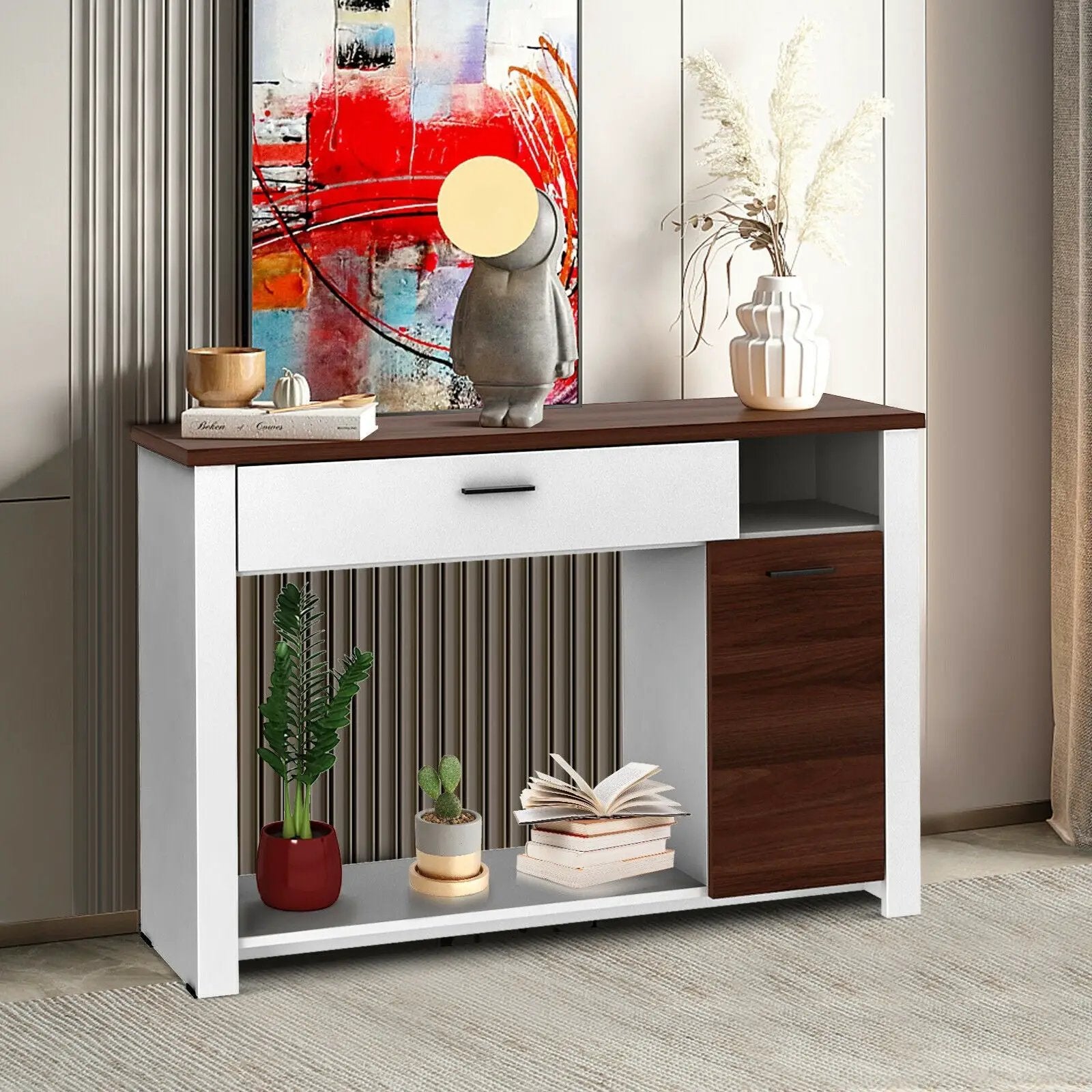 48 Inch Console Table with Drawer and Cabinet by DirectDeals