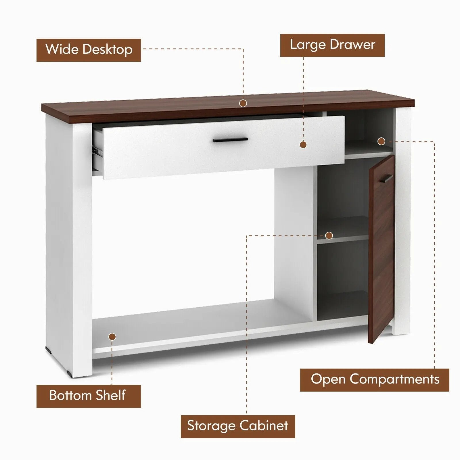 48 Inch Console Table with Drawer and Cabinet by DirectDeals