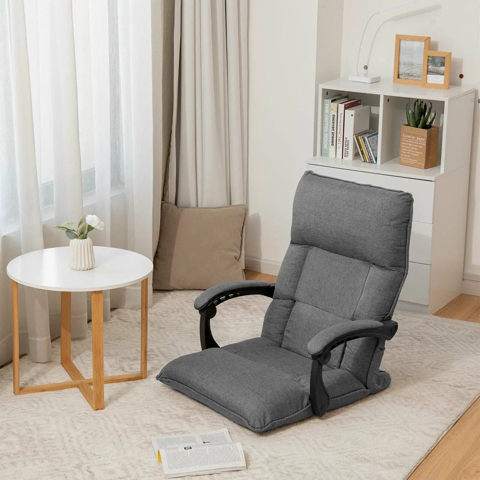 14-Position Adjusting Lazy Sofa Chair with Waist Pillow and Armrests by DirectDeals