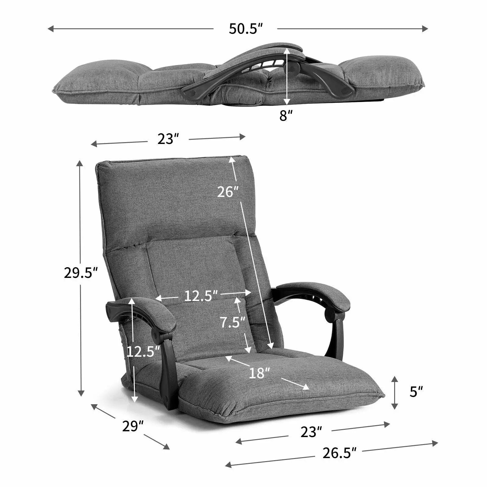 14-Position Adjusting Lazy Sofa Chair with Waist Pillow and Armrests by DirectDeals