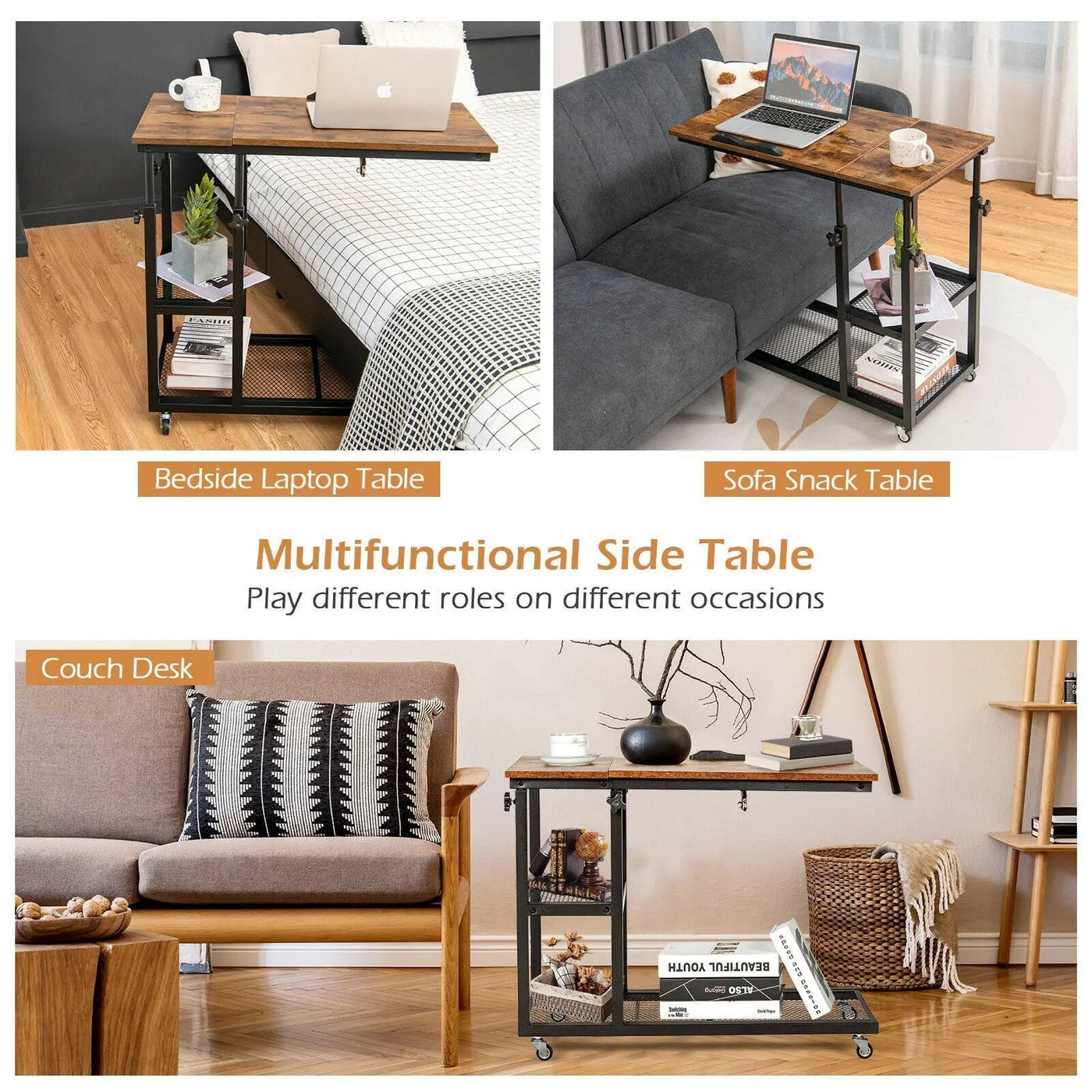 Adjustable C-Shaped Bedside Table by DirectDeals