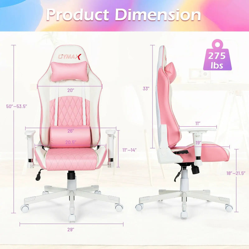 Ergonomic High Back Computer Desk Chair with Headrest and Lumbar Support-Pink by DirectDeals