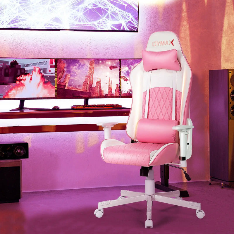Ergonomic High Back Computer Desk Chair with Headrest and Lumbar Support-Pink by DirectDeals