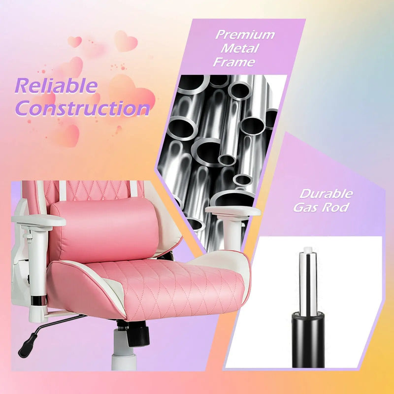 Ergonomic High Back Computer Desk Chair with Headrest and Lumbar Support-Pink by DirectDeals